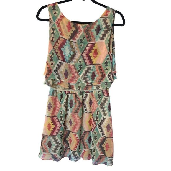 American Rag Dress scoop neck tank Large multi color lined lace at waist boho - Picture 4 of 7